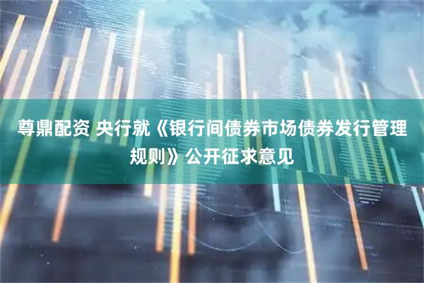 尊鼎配资 央行就《银行间债券市场债券发行管理规则》公开征求意见
