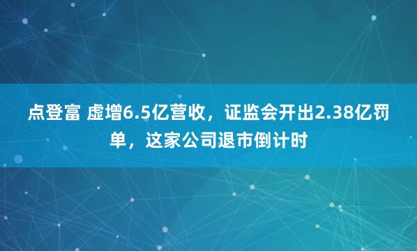 点登富 虚增6.5亿营收，证监会开出2.38亿罚单，这家公司退市倒计时